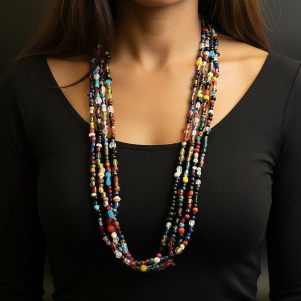 4 Strand Beaded Pullover Necklace